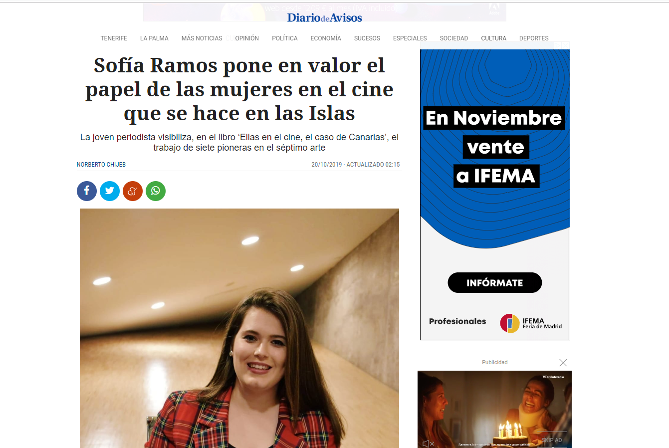 Sofía Ramos pone en valor el papel de las mujeres en el cine que se hace en las Islas